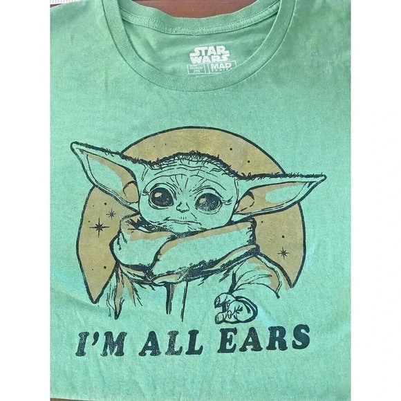 Star Wars "I'm All Ears" Graphic T Shirt Adult Size 2x Short Sleeve Green - Picture 3 of 4